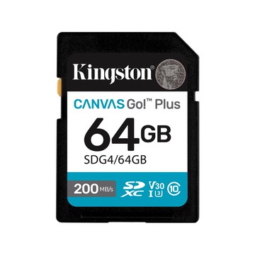 【Kingston】Canvas Go! Plus 64G SDG4 SDXC A2 U3 V30 UHS-I 記憶卡 讀取速度:200MB/s