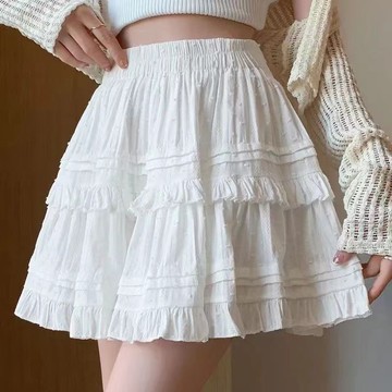 芭蕾風白色蓬蓬裙半身裙女裝早春小個子短裙甜美裙子A字裙蛋糕裙