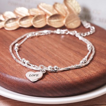 純銀刻字 繁星手鍊 蛇鍊設計 刻字銀墜款 925純銀 女生手鍊