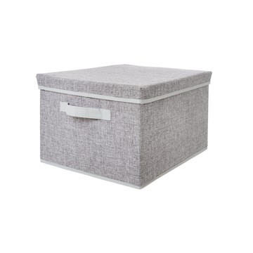 北歐風棉麻附蓋收納箱M