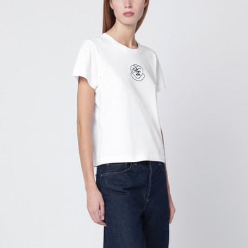 White cotton T-shirt with embroidered heart