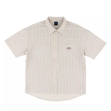 NCAA 短袖 卡其 落肩 條紋 襯衫 中性 7425147231