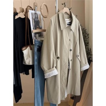 卡其色風衣外套女2025春秋新款中長款小個子英倫風大衣超好看休閑