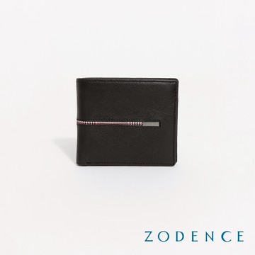 ZODENCE KIRK進口真皮格紋9卡證件窗短夾-黑