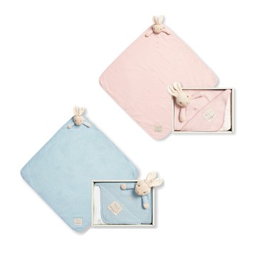 奇哥 比得兔天絲泡泡紗安撫蓋毯禮盒｜粉色/藍色｜70x70cm【佳兒園婦幼館】
