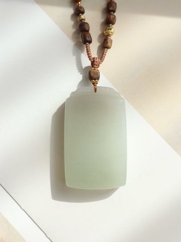 天然精品和田玉無事牌 煙紫翠色意境無事牌 送男友長輩 平安喜樂