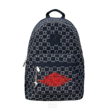 胖達 ) NIKE JORDAN  MONOGRAM 滿版 牛仔布 後背包 JD2623001ABHD 深藍