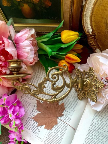 1940英國製古銅 黃銅 壁掛燭台 古銅燭台 古董燭台 燭台送禮自用