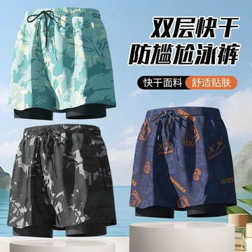 💥桃園出貨💥免運💥可開票💥2025新款男士泳褲男款透氣寬鬆遊泳褲運動雙層防尷尬沙灘褲短褲