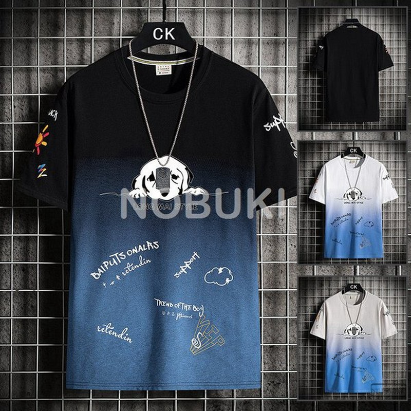 半袖ｔシャツ グラデーション ｔシャツメンズ 文字柄 夏 涼しい トップス ブルオーバ クール コットン 通販 Lineポイント最大0 5 Get Lineショッピング