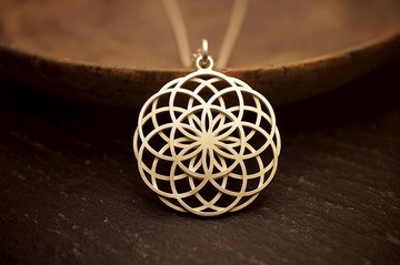 925 純銀生命之花吊咀(P368) 連SN2/18吋銀鏈 - 手作