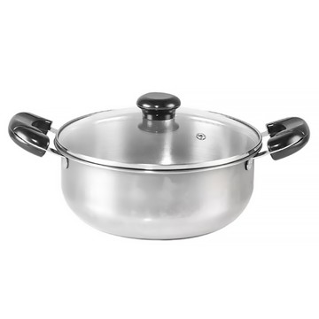 雙耳理想鍋 附玻璃鍋蓋  Silver  1個