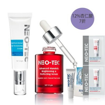 (加贈組)NEO-TEC 妮傲絲翠 12%複合杏仁酸極亮煥膚菁萃+玻尿酸海洋膠原保濕乳霜