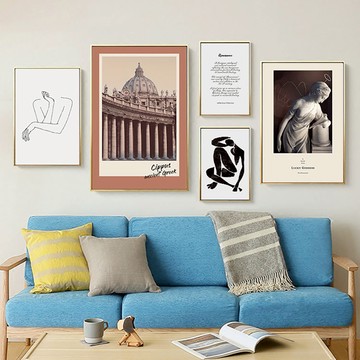 文藝復興　藝術系列　裝飾掛畫　台灣製造 - E款－白框-50*70cm