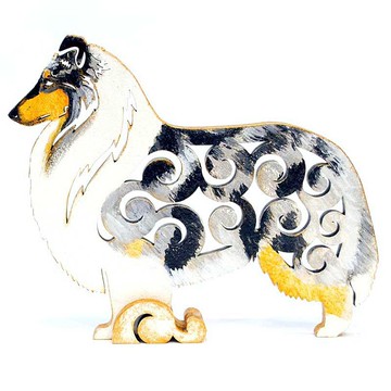 小牧羊犬，蘇格蘭牧羊犬，木頭小雕像