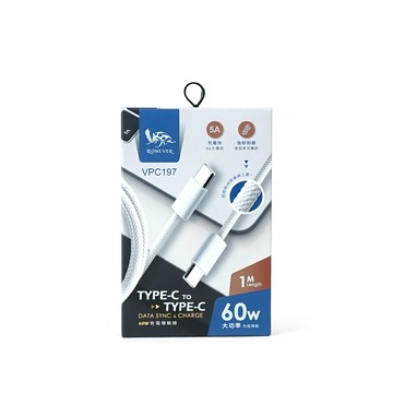 【廠商直送】RONEVER 60W充電傳輸線(C-C)-2入