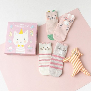 【優貝選】俏皮條文動物百搭學生童襪(4入)-A款