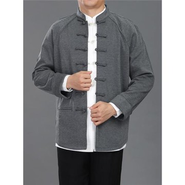 百福龍中式唐裝男春秋外套 復古中國風青年休閑中式男裝上衣