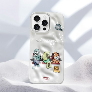 醜萌比奇堡小魚 適用蘋果17Promax手機殼 iPhone16 15 14 13 12 11 軟殼 隕石殼 波浪保護殼