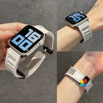 透氣散熱 磁吸折疊扣 適用於Apple Watch 11 10 9 8 SE 7 錶帶 防水錶帶 42mm 46mm