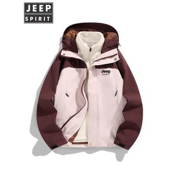JEEP戶外三合一沖鋒衣女春秋冬季三防暴雨露營滑雪登山服外套男款