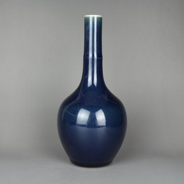 晚清民窯祭藍釉膽瓶 小花瓶古玩古董陶瓷器手工仿古老貨收藏擺件