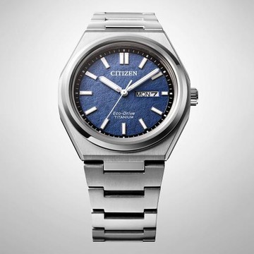 CITIZEN 星辰 新鈦度限量款 光動能商務時尚腕錶/藍/39.5mm/AW0130-85L