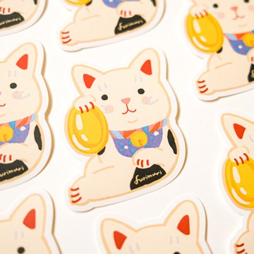 貼紙 招財貓用最舒服的姿勢
