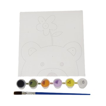 DIY數字油畫套裝 油畫布、松木框  熊熊 黃色  1組