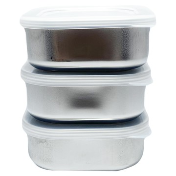 ECHO 不銹鋼保鮮盒 3入  方型  1組