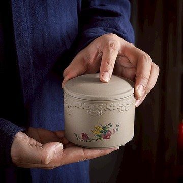 粗陶茶葉罐小號密封罐便攜茶葉桶儲茶罐子茶葉包裝盒收納罐