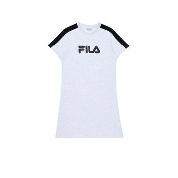 FILA 女短袖針織洋裝-淺麻灰 5DRY-5903-MY