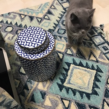 中式古典青花陶瓷圓罐儲物罐擺件 美式混搭酒柜玄關家居裝飾花瓶