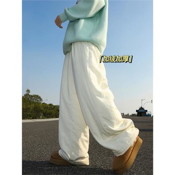 東北羽絨大棉褲女外穿防風防寒羊羔絨褲子秋冬加絨加厚闊腿保暖褲