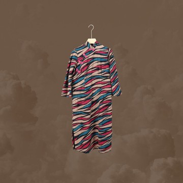 二手 紫紅綠條紋 冬季 毛料 古董訂製 長袖 旗袍 CA1125