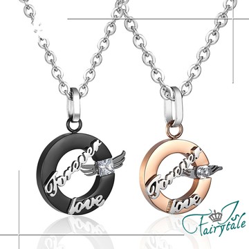 【伊飾童話】韓版時尚 潮流百搭情侶鈦鋼墜飾項鍊對鍊組