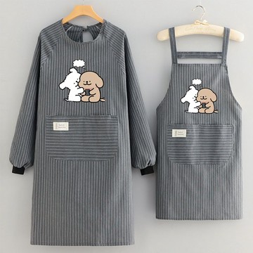 【防水防油】長袖圍裙女家用廚房時尚防污透氣棉布罩衣做飯定製上班工作服圍腰餐飲 咖啡店 飲料店 蛋糕店 美髮店 工作圍裙