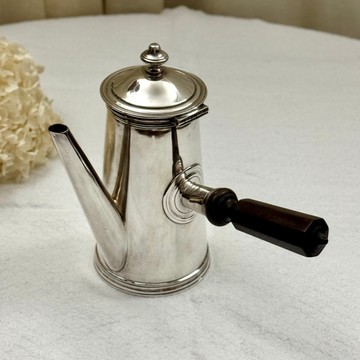 51024-法國古典鍍銀側面木把巧克力壺咖啡壺