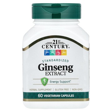 21st Century, 標準化人參提取物，200 毫克，60 粒素食膠囊（每粒膠囊 100 毫克）