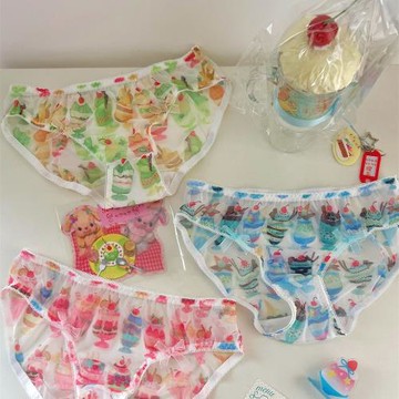 夏季新款昭和甜品復古冰沙網紗涼感透氣包臀彈力學生少女士三角褲