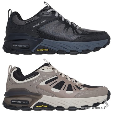 Skechers 越野跑鞋 男鞋 防潑水 MAX PROTECT 黑灰/卡其【運動世界】237678BKCC/237678TPBK