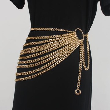 多層粗鏈條腰鏈女ins網紅金屬鏈流蘇腰封裝飾連衣裙襯衫西裝腰帶