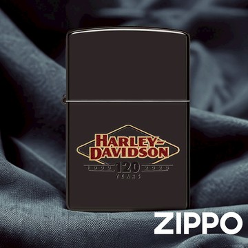 ZIPPO Harley-Davidson 48697 高拋光黑冰機身 120年的紀念字樣 色彩成像技術 終身保固