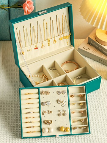 飾品首飾收納盒 高檔首飾收納盒項鏈耳環耳釘手鐲子戒指精致飾品黃金大容量珠寶箱