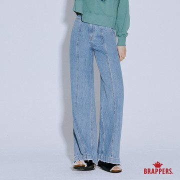 BRAPPERS 女款 Boy friend系列-高腰全棉寬褲-淺藍