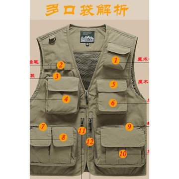牛貨！歐美有大碼！外貿尾貨男士戶外登山釣魚馬甲工裝多口袋背心