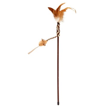 PET ZONE 逗貓棒 羽毛褐鼠 優質貓草  1支