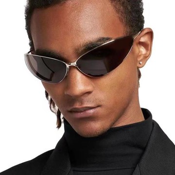 偏光金屬貓眼太陽鏡2024新款歐美太陽眼鏡個性男女潮流墨鏡高級感