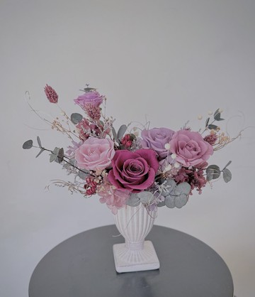 經典永生花禮-日本高腳杯陶瓷花器/氣質酒紅粉紫色系