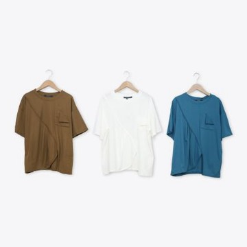 【MASTINA】不規則開衩短袖T 藍 白 綠(魅力商品)